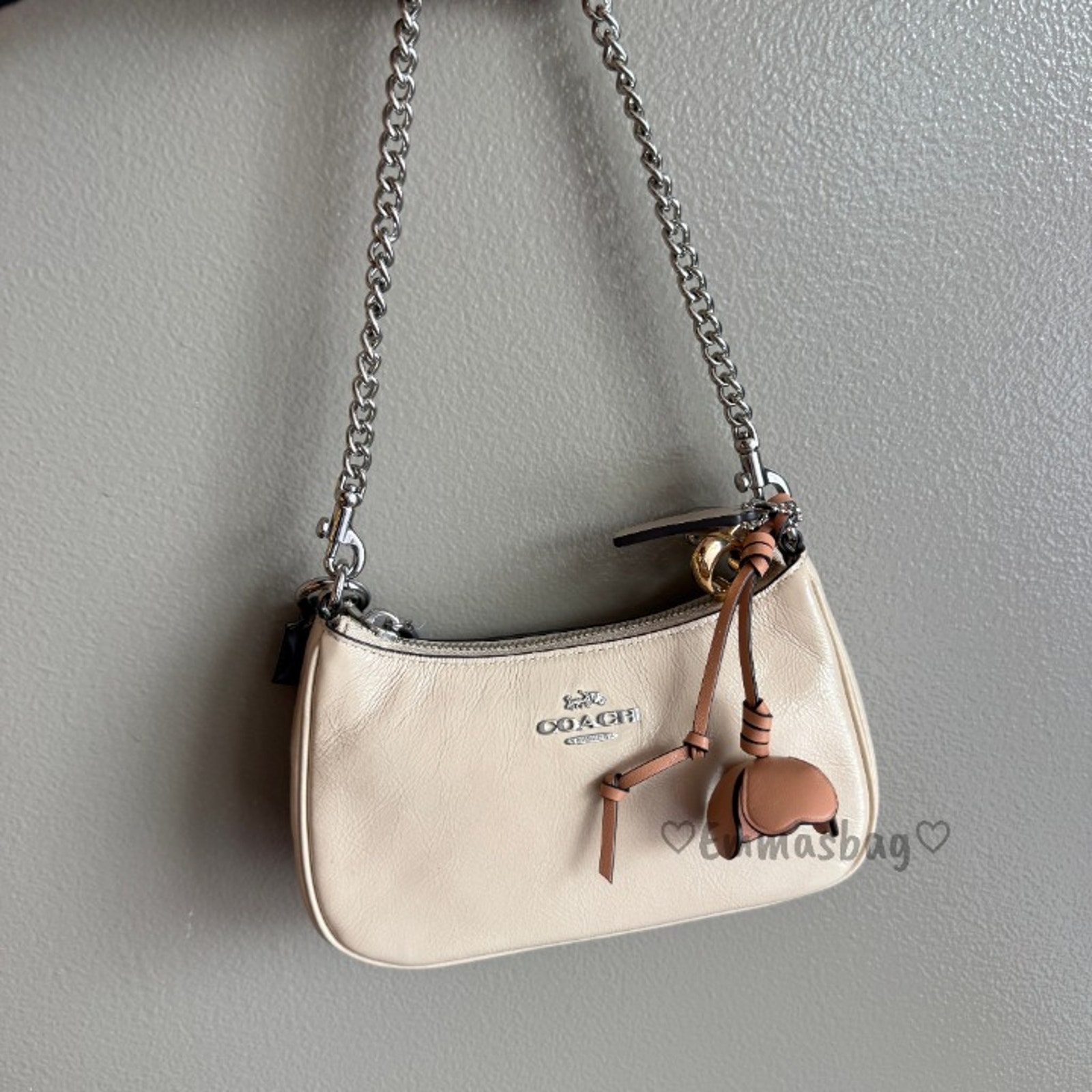 Coach Teri Mini Crossbody Bag With Charms Cdw67 Glazed Leather/Silver/Ivory